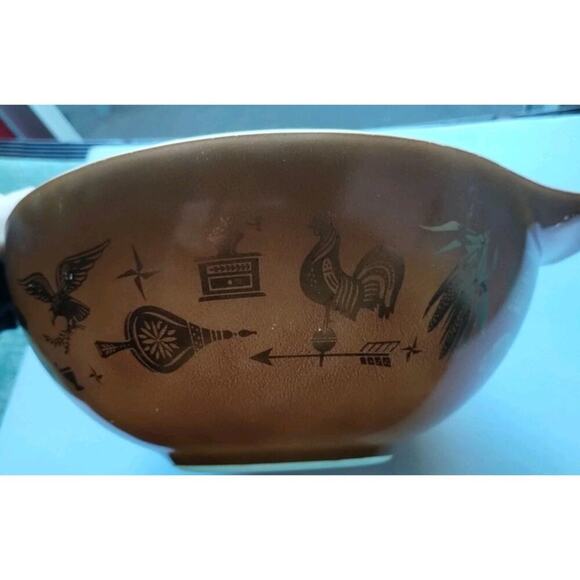 Pyrex Vintage 444 Brown Gold Cinderella 4Qt Mixing Bowl Early American - Picture 15 of 16